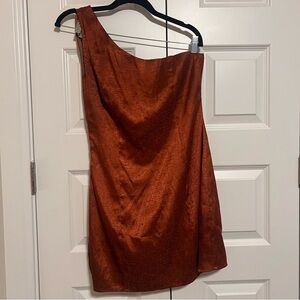 Elegant One-Shoulder Copper Dress